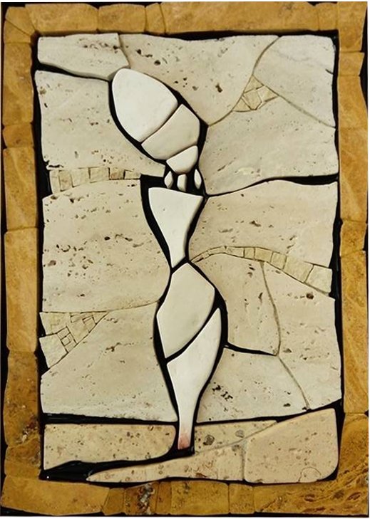 Tableau d'une femme en Afrique, mosaïque d'inspiration Sergey Karlov.