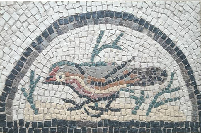 mosaïque d'oiseau, technique romaine